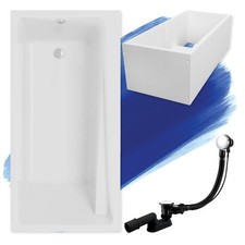 Baignoire Rectangulaire 160x75 + support en polystyrène Siphon + pieds - ELZA