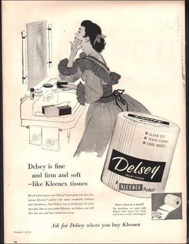 1954 vintage delsey toilet - vintage, ad