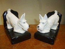 AMUSANTS SERRE-LIVRES CERAMIQUE EMAILLEE WESTIES ART DECO