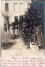 BL757 Carte Photo vintage card RPPC Femme jardin maison environ Nantes