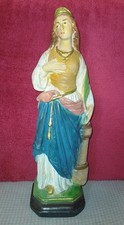 H.41 cm/STATUE RELIGIEUSE/SAINTE BARBE BARBARA AVEC TOUR/XXéme/PLATRE PEINT