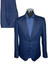 Costume sur mesure 2 boutons en pur lin avec doublure bleue Drop 6, fabriqué en 