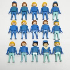 LOT 15 FIGURINES PLAYMOBIL VINTAGE BLEU MAIN FIXE SUDISTE JOUET  ACCESSOIRE
