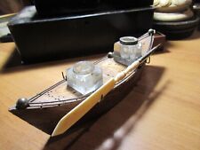 Ancien Encrier Bateau Exposition de Paris 1900 Village Suisse Porte Plume os