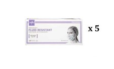 Medline - 5 x Boite de 50 Masque EN14683 Type IIR - Procédural - Fluid Resistant