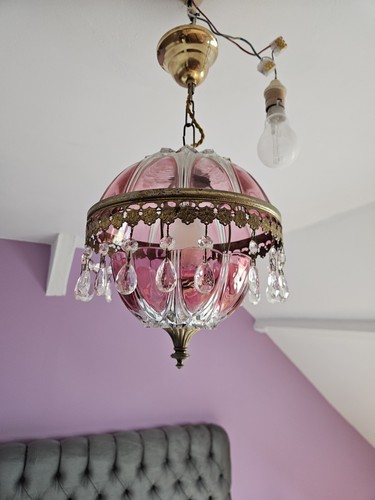 Suspension verre rose avec - verre,