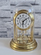Horloge A Poser Schmid Mecanique Pendules rotatif 8 Jour En Laiton Sous Cloche 