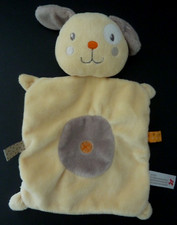 Z5. DOUDOU PLAT NICOTOY CHIEN jaune gris rond croix orange - ETAT NEUF*