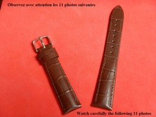 18 mm BRACELET CUIR DE VEAU VERITABLE COUSU FAÇON ALLIGATOR MARRON FONCÉ