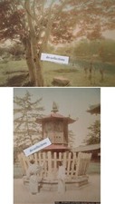 JAPAN 2 large antique photos 1880's-1890's NARA lantern Daibutsu TATSUTA maples