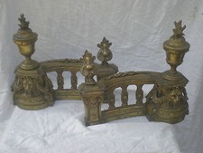  PAIRE DE DEVANTURE DE CHEMINEE AU LION EN BRONZE ANCIENNE D'EPOQUE FIN XIX EME