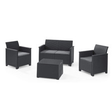 Set Salon de Jardin Effet Rotin Composé de Table Fauteuils Et Canapé,