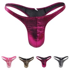 String sexy homme lingerie aspect humide simili cuir GString jockstrap slip sous