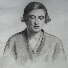 PORTRAIT D'UNE JEUNE FEMME - DESSIN ORIGINALE AU CRAYON SIGNÉ
