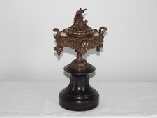 ANCIENNE Grande COUPE Dragées ou Baguier ? en BRONZE Décor RAISINS Socle Marbre