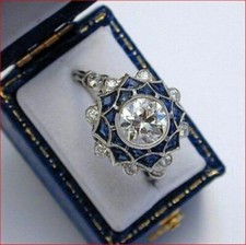 Bague art déco en moissanite