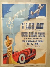 AFFICHE ANCIENNE RALLYE AERIEN Aéronautique Aviation plane old vintage poster