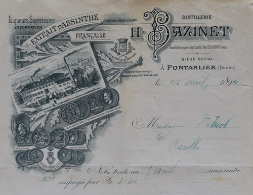 Facture pontarlier doubs 1894 - facture,