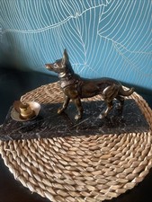 Ancien Lampe Chevet Veilleuse Art Déco Marbre Chien