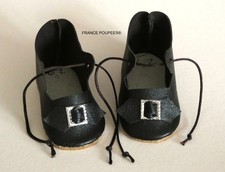 Chaussures cuir Jumeau 6cm pour poupée ancienne Française Allemande du XIXème
