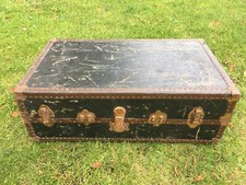 MALLE PAQUEBOT S.S PARIS LE HAVRE NEW YORK C.G.T ANTIQUE OCEAN LINER TRUNK