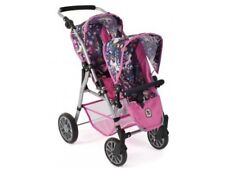 Poussette double poupees multi-positions Tissu Licornes - 63x43x77cm, H 50 82 cm