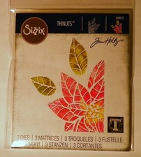 NEW Sizzix Thinlits Poinsettia Pieces #664212 Tim Holtz stained glass look  