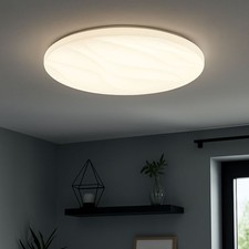 Plafonnier De Salon Lampe En Acier Blanc LED Décor En Vagues Rond D 44Cm