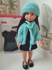 tenue pour poupée chérie robe noire corolle neuve gilet bonnet écharpe turquoise