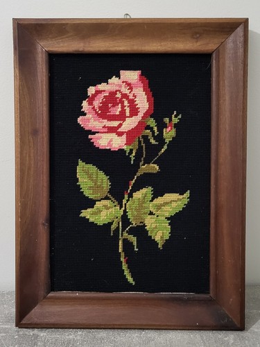 Canevas fleur rose ancien - canevas,