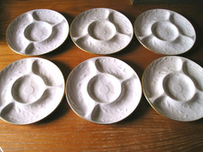 PORCELAINE de PARIS  6 ASSIETTES à COMPARTIMENTS - modèle R.DUSSAULT  