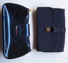 DIOR CHRISTIAN 2 POCHETTES DE MAQUILLAGE BLEU LUXE MODE FEMME VINTAGE