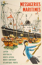 Original Boat Poster, Brenet, Messagerie Maritime, Navigation, Japan, Liner 1950