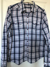Chemise à carreaux Madras coton tartan marine rouge - Taille 40