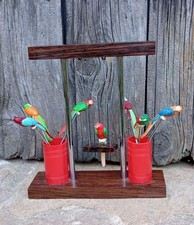 Ancien Porte Piques à Escargot Cocktail Apéritif Perroquet Oiseau 1930 Art Déco 