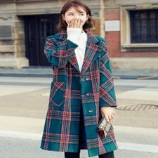 Manteau long à carreaux en