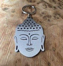 Bouddha Tête Yogo Bouddhisme Zen Lotus Porte-Clé Inoxydable Acier Cadeau