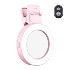 Miroir selfie arrière pliable clip mobile rose avec télécommande