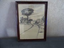 dessin au fusain d'André écriture en bas à gauche