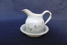 RARE SERVICE DE TOILETTE DE POUPÉE ANCIENNE EN TÔLE ÉMAILLÉE - DINETTE