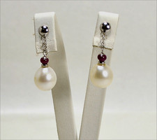 Boucles D'Oreilles or Blanc 18