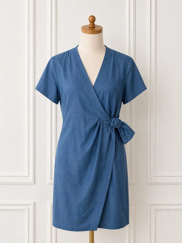 Vintage blue wrap - wrap, dress