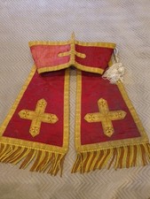 ANCIENNE  MANIPULE/damassé ROUGE /XIXème/RELIGIEUX/NO CHASUBLE/NO AUBE