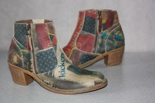 KICKERS  Bottines Boots Cuir Imprimé Coloré Taille 38 TBE