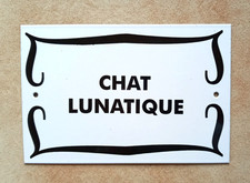 Plaque émaillée humoristique CHAT LUNATIQUE émail véritable 800°C MADE IN FRANCE