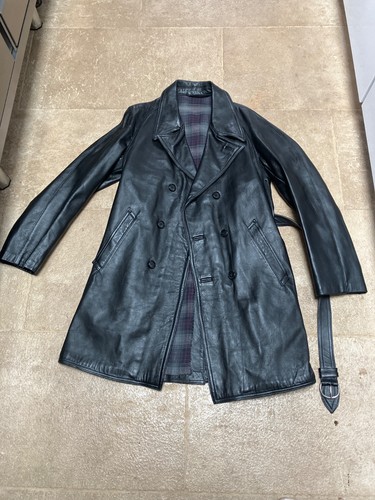 Manteau trench cuir noir - cuir,