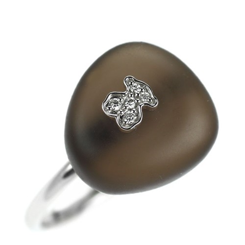 Bague diamant quartz fumé