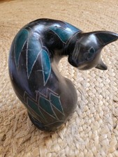 Sculpture Chat Terre Noire Ancienne