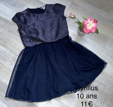 Cyrillus 10 Ans Fille : Robe Bleue Paillettes Cérémonie Noël