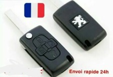 CLE PLIP COQUE PEUGEOT 807 1007 / 4 BOUTONS / CE0523 / LAME AVEC RAINURE